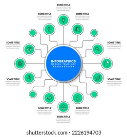 Infographic template with icons and 12 options or steps. Can be used for workflow layout, diagram, banner, webdesign. Vector illustration