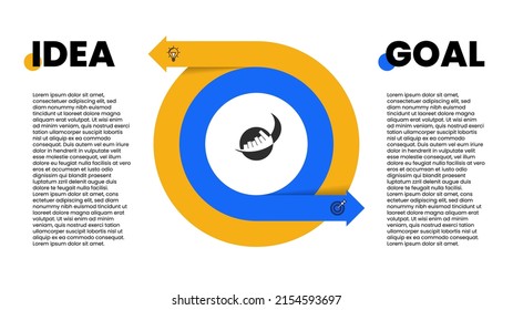 Infographic template with icons and 2 options or steps. Idea and Goal. Can be used for workflow layout, diagram, banner, webdesign. Vector illustration