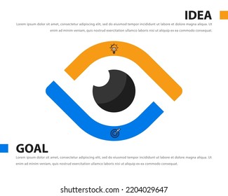 Infographic template with icons and 2 options or steps. Eye. Can be used for workflow layout, diagram, banner, webdesign. Vector illustration