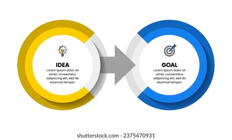 Infographic template with icons and 2 options or steps. Two circle. Can be used for workflow layout, diagram, banner, webdesign. Vector illustration