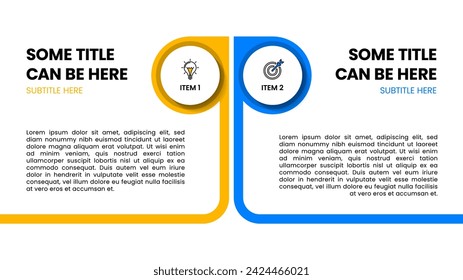 Infographic template with icons and 2 options or steps. Two side. Can be used for workflow layout, diagram, banner, webdesign. Vector illustration