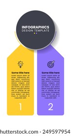 Infographic template with icons and 2 options or steps. Can be used for workflow layout, diagram, banner, webdesign. Vector illustration
