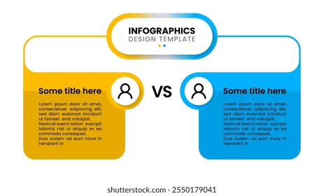 Infographic template with icons and 2 options or steps. Versus concept. Can be used for workflow layout, diagram, banner, webdesign. Vector illustration