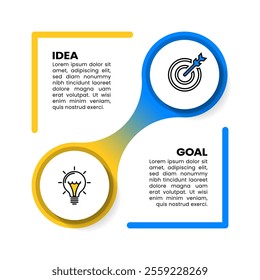 Infographic template with icons and 2 options or steps. Can be used for workflow layout, diagram, banner, webdesign. Vector illustration