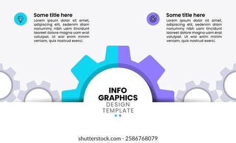 Infographic template with icons and 2 options or steps. Gear . Can be used for workflow layout, diagram, banner, webdesign. Vector illustration