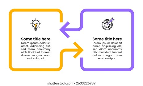 Infographic template with icons and 2 options or steps. Can be used for workflow layout, diagram, banner, webdesign. Vector illustration