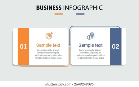 Infografik-Vorlage mit Symbolen und 2 Optionen oder Schritten