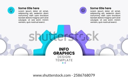 Infographic template with icons and 2 options or steps. Gear . Can be used for workflow layout, diagram, banner, webdesign. Vector illustration
