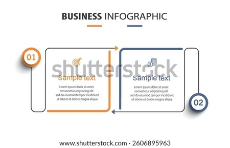  Infographic template with icons and 2 options or steps. Can be used for process diagram, presentations, workflow layout, flow chart, info graph