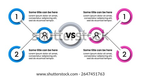 Infographic template with icons and 2 options or steps. Versus concept. Can be used for workflow layout, diagram, banner, webdesign. Vector illustration