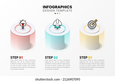 Infographic template with icons and 3 options or steps. Column. Can be used for workflow layout, diagram, banner, webdesign. Vector illustration