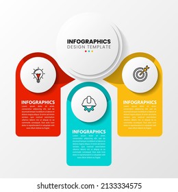 Infographic template with icons and 3 options or steps. Circle. Can be used for workflow layout, diagram, banner, webdesign. Vector illustration