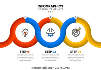 Infographic template with icons and 3 options or steps. Circle. Can be used for workflow layout, diagram, banner, webdesign. Vector illustration