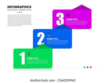 Plantilla de infografía con iconos y 3 opciones o pasos. Escalera. Se puede utilizar para diseño de flujo de trabajo, diagrama, banner, diseño web. Ilustración del vector