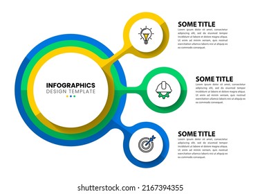 Infographic template with icons and 3 options or steps. Circle. Can be used for workflow layout, diagram, banner, webdesign. Vector illustration