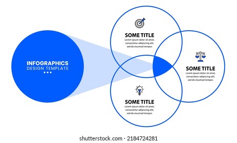 Infographic template with icons and 3 options or steps. Circle. Can be used for workflow layout, diagram, banner, webdesign. Vector illustration