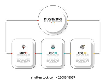 Infographic template with icons and 3 options or steps. Can be used for workflow layout, diagram, banner, webdesign. Vector illustration