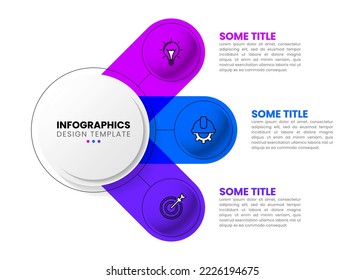 Infographic template with icons and 3 options or steps. Circle. Can be used for workflow layout, diagram, banner, webdesign. Vector illustration