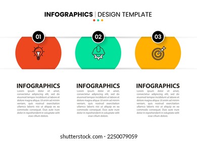 Infographic template with icons and 3 options or steps. Can be used for workflow layout, diagram, banner, webdesign. Vector illustration