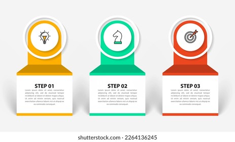 Infographic template with icons and 3 options or steps. Can be used for workflow layout, diagram, banner, webdesign. Vector illustration