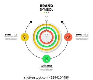 Infographic template with icons and 3 options or steps. Dartboard. Can be used for workflow layout, diagram, banner, webdesign. Vector illustration