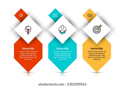 Infografische Vorlage mit Symbolen und 3 Optionen oder Schritten. Stehende Banner. Kann für Workflow-Layout, Diagramm, Webdesign verwendet werden. Vektorgrafik
