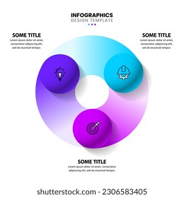 Infographic template with icons and 3 options or steps. Balls. Can be used for workflow layout, diagram, banner, webdesign. Vector illustration