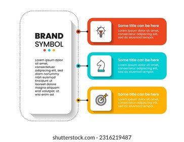 Infographic template with icons and 3 options or steps. Rectangles. Can be used for workflow layout, diagram, banner, webdesign. Vector illustration