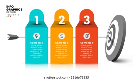 Infographic template with icons and 3 options or steps. Goal. Can be used for workflow layout, diagram, webdesign. Vector illustration