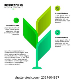 Infographic template with icons and 3 options or steps. Abstract plant. Can be used for workflow layout, diagram, banner, webdesign. Vector illustration