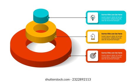 Infografische Vorlage mit Symbolen und 3 Optionen oder Schritten. Abstrakte Pyramide. Kann für Workflow-Layout, Diagramm, Banner, Webdesign verwendet werden. Vektorgrafik