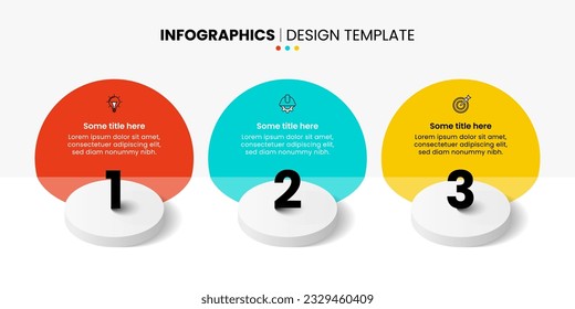 Plantilla de infografía con iconos y 3 opciones o pasos. Veladores isométricos. Se puede utilizar para diseño de flujo de trabajo, diagrama, banner, diseño web. Ilustración del vector