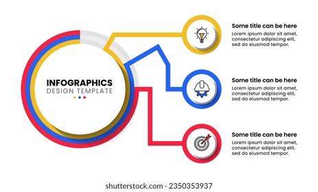 Infographic template with icons and 3 options or steps. Connected circles. Can be used for workflow layout, diagram, banner, webdesign. Vector illustration