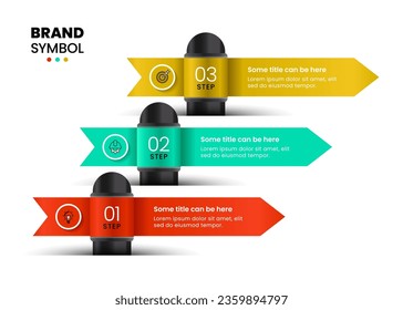 Infographic template with icons and 3 options or steps. Pointers. Can be used for workflow layout, diagram, banner, webdesign. Vector illustration