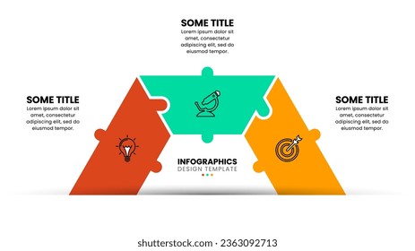Infographic template with icons and 3 options or steps. Puzzle. Can be used for workflow layout, diagram, banner, webdesign. Vector illustration