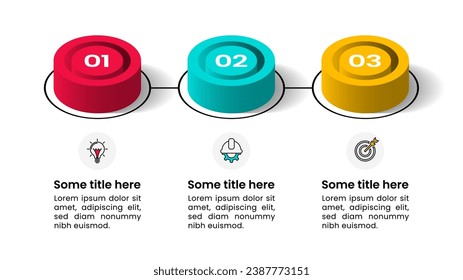 Infographic template with icons and 3 options or steps. Connected columns. Can be used for workflow layout, diagram, banner, webdesign. Vector illustration