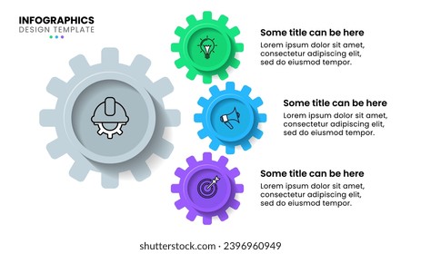 Infographic template with icons and 3 options or steps. Gears. Can be used for workflow layout, diagram, banner, webdesign. Vector illustration