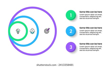Infographic template with icons and 3 options or steps. Circles. Can be used for workflow layout, diagram, banner, webdesign. Vector illustration