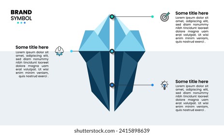 Infographic template with icons and 3 options or steps. Iceberg. Can be used for workflow layout, diagram, banner, webdesign. Vector illustration