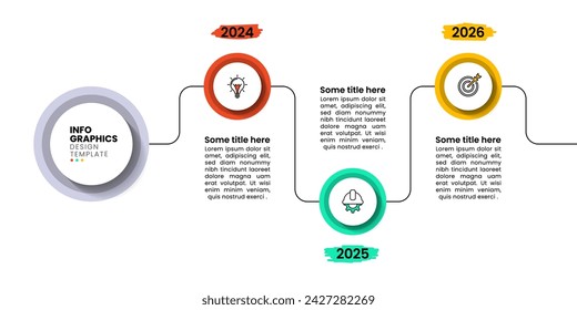 Infographic template with icons and 3 options or steps. Timeline. Can be used for workflow layout, diagram, banner, webdesign. Vector illustration