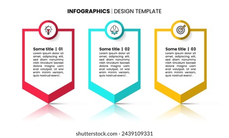 Infographic template with icons and 3 options or steps. Standing banners. Can be used for workflow layout, diagram, webdesign. Vector illustration