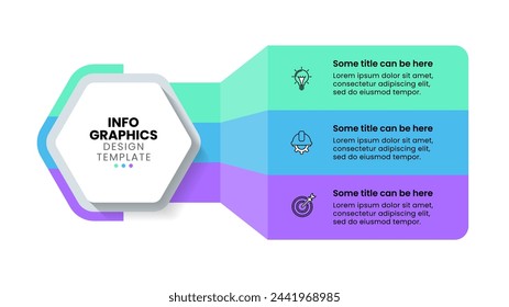 Infografik-Vorlage mit Symbolen und 3 Optionen oder Schritten. Kann für Workflow-Layout, Diagramm, Banner, Webdesign verwendet werden. Vektorgrafik