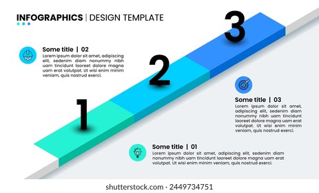 Infografische Vorlage mit Symbolen und 3 Optionen oder Schritten. Isometrischer Pfad. Kann für Workflow-Layout, Diagramm, Banner, Webdesign verwendet werden. Vektorillustration