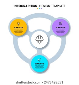 Infographic template with icons and 3 options or steps. Circle. Can be used for workflow layout, diagram, banner, webdesign. Vector illustration