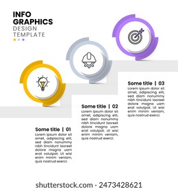 Infographic template with icons and 3 options or steps. Stairs. Can be used for workflow layout, diagram, banner, webdesign. Vector illustration