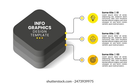 Infographic template with icons and 3 options or steps. 3d layers. Can be used for workflow layout, diagram, banner, webdesign. Vector illustration