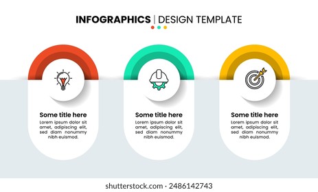 Plantilla infográfica con iconos y 3 opciones o pasos. Se puede utilizar para el diseño del flujo de trabajo, diagrama, Anuncio, diseño web. Ilustración vectorial