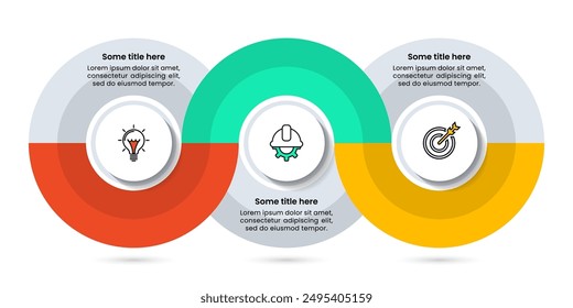 Infographic template with icons and 3 options or steps. Circle. Can be used for workflow layout, diagram, banner, webdesign. Vector illustration