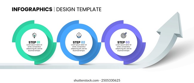 Infographic template with icons and 3 options. Steps to Success. Can be used for workflow layout, banner, diagram, webdesign. Vector illustration