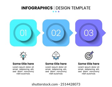 Infographic template with icons and 3 options or steps. Squares. Can be used for workflow layout, diagram, banner, webdesign. Vector illustration